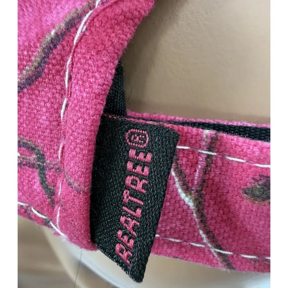 Realtree Hat Cap Pink Camo Distressed Cutouts Black Lace Silver Embroidered Logo